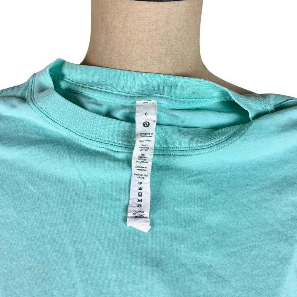Lululemon Classic-Fit Cotton-Blend T-Shirt light‎ blue SZ 6 - Picture 5 of 7